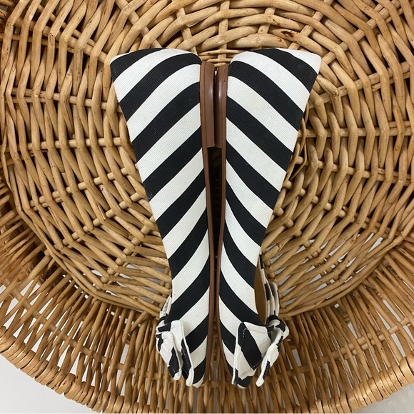 COACH AND FOUR | Pointed Toe Black & White Striped Flats - Picture 7 of 8